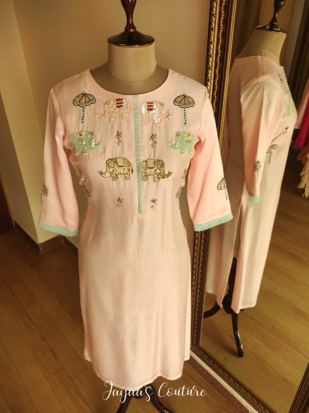 Pastel peach kurta pants