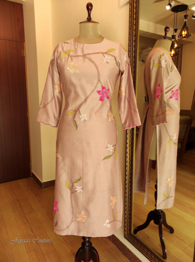 Pastel mauve kurta pant with dupatta