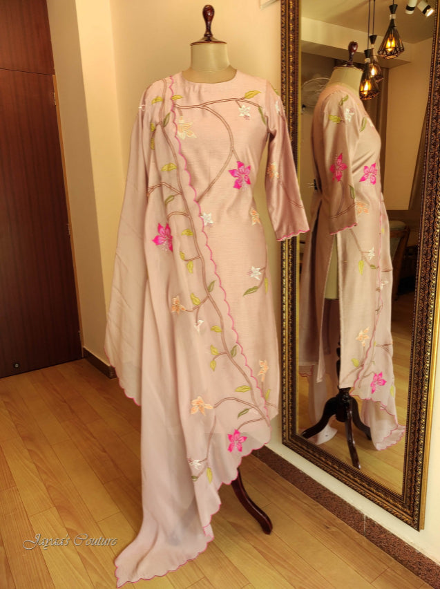 Pastel mauve kurta pant with dupatta