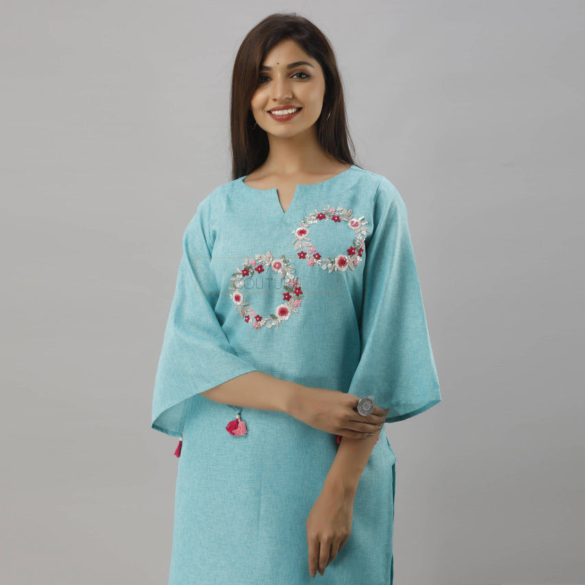 Pastel turquoish blue kurta pants