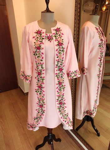 Pink Shrug with kurta plazo