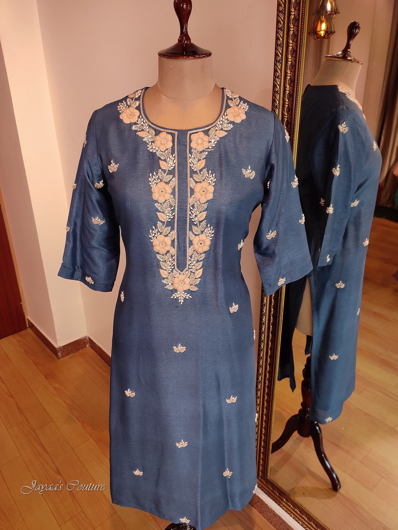 Persian blue kurta pants dupatta