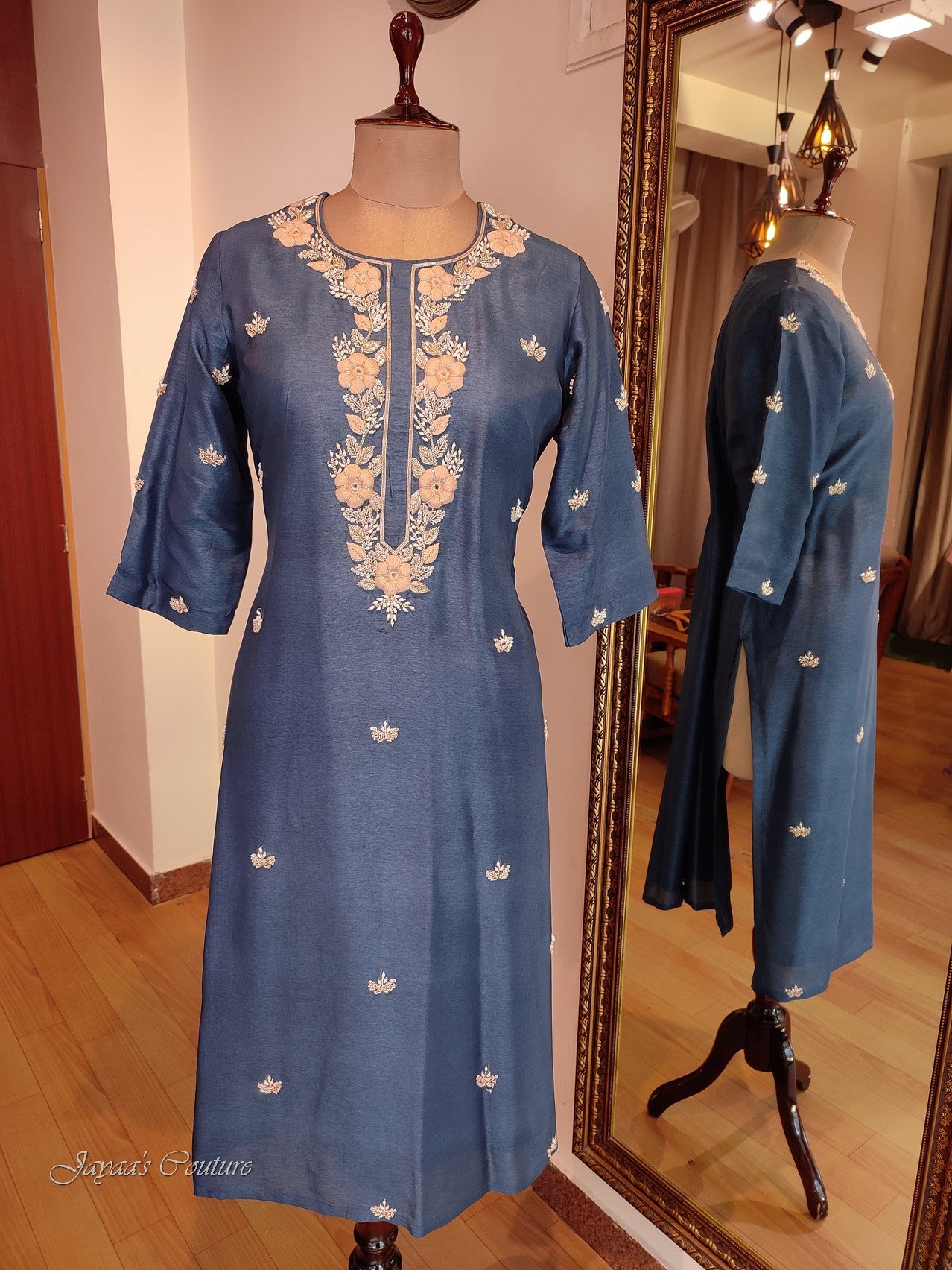 Persian blue kurta pants dupatta
