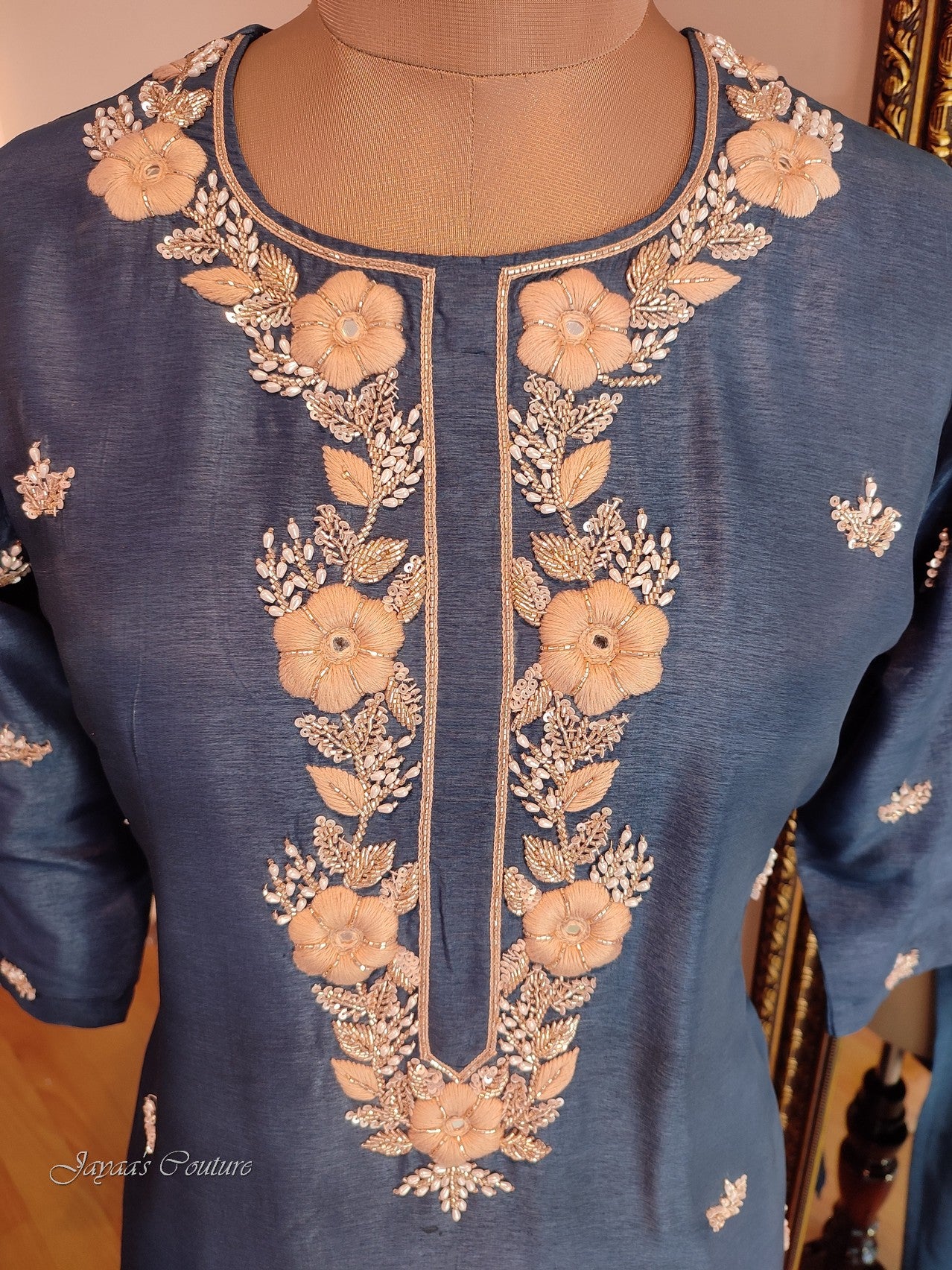 Persian blue kurta pants dupatta