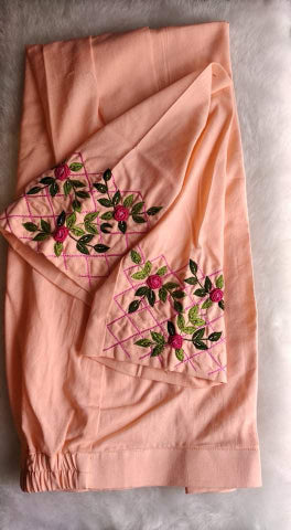 Peach one side work Kurta pants set