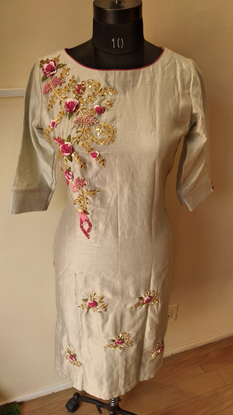 Pastel grey kurta pants