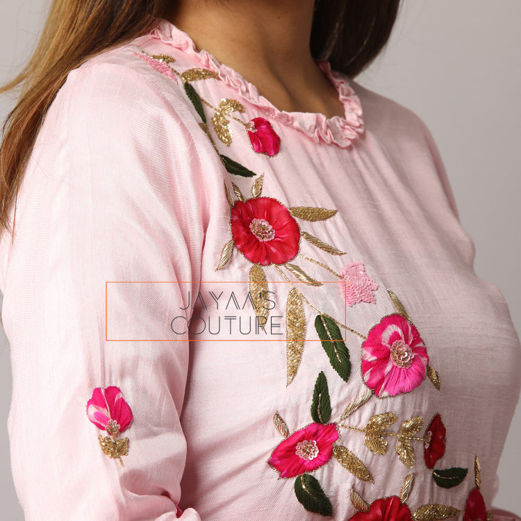Pink kurta pants with leheriya dupatta