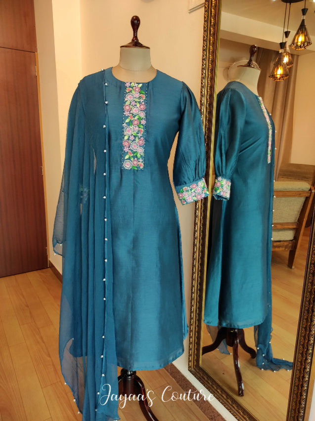 Persian Blue Kurta Pants & Dupatta