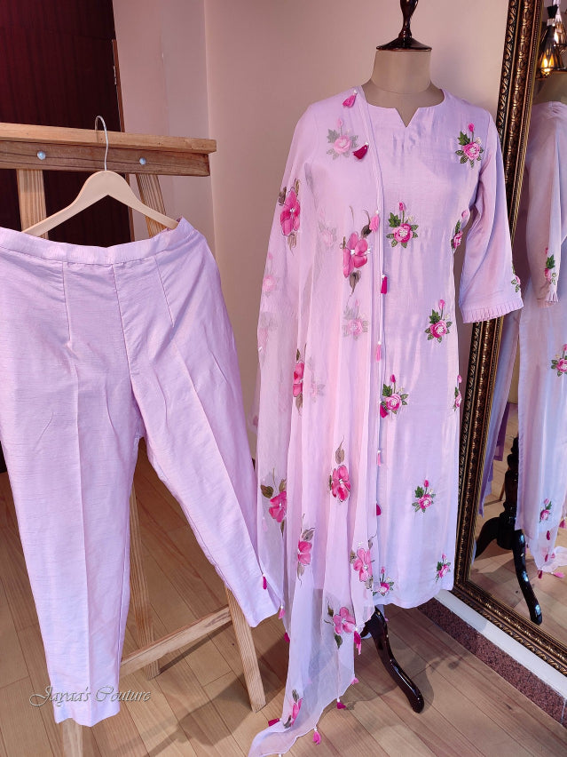 Lavender kurta pant & dupatta