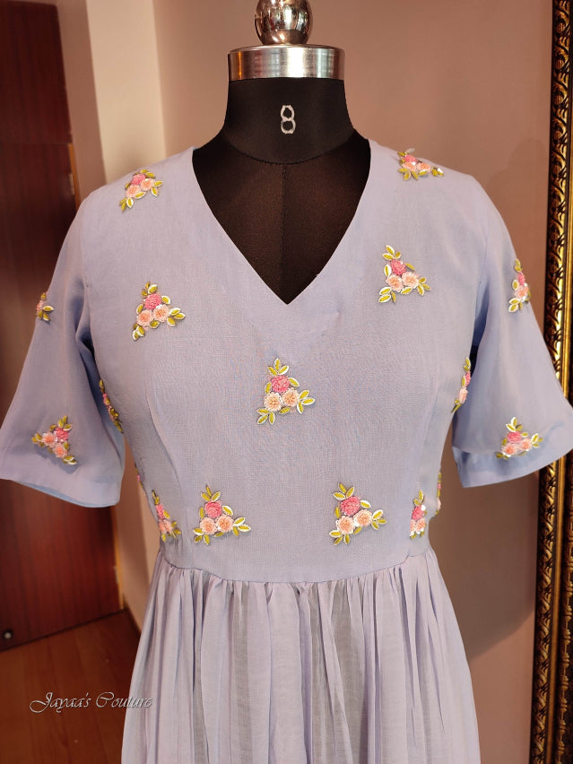 Powder blue Kurta With Center Slit & Pants & dupatta