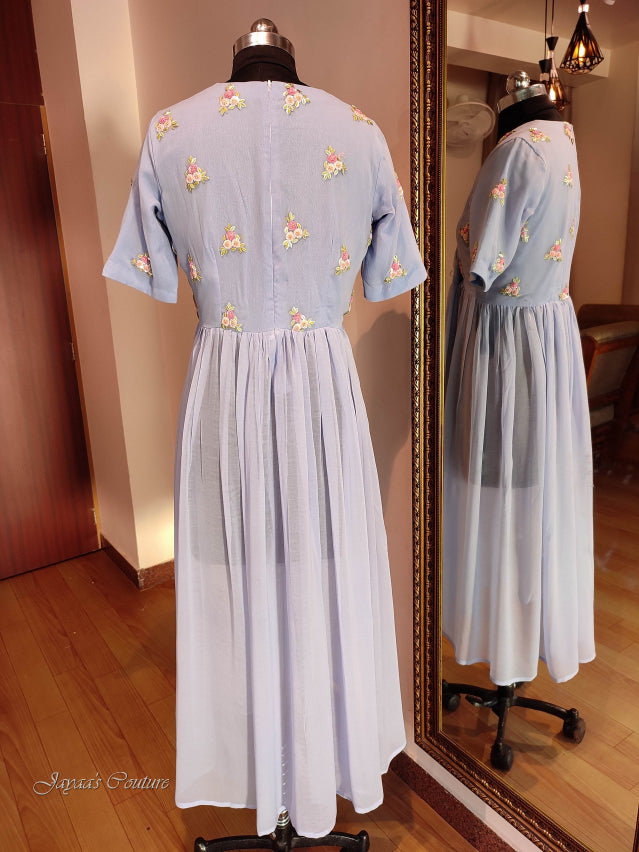 Powder blue Kurta With Center Slit & Pants & dupatta