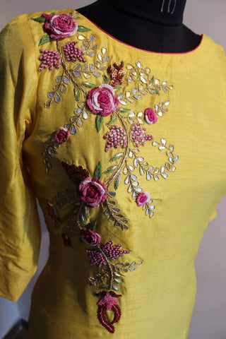 Mustard yellow kurta pants set