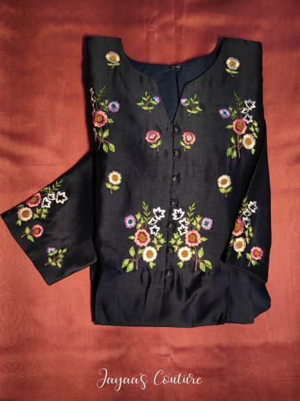 navy blue kurta pants dupatta set
