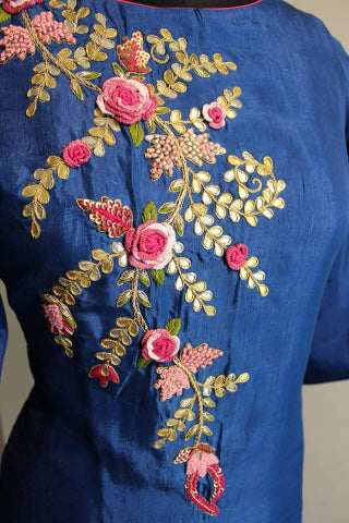 Peacock blue kurta pants set