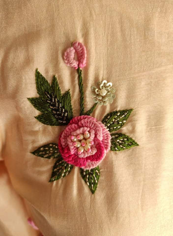 Pastel peach kurta Pants Dupatta set