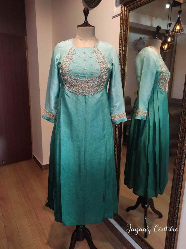 Green Ombre Kurta pants dupatta