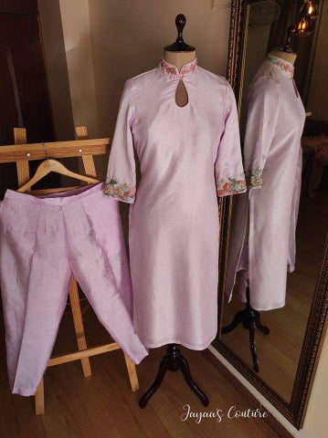 Pastel lavender kurta pants dupatta
