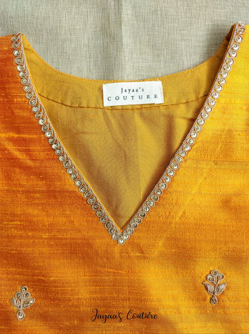 Orange Embroidered Kurta pant set