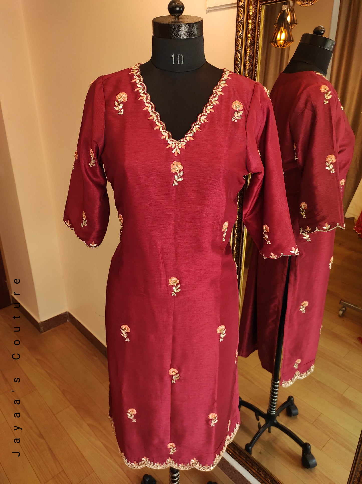 Marron kurta pants with dupatta