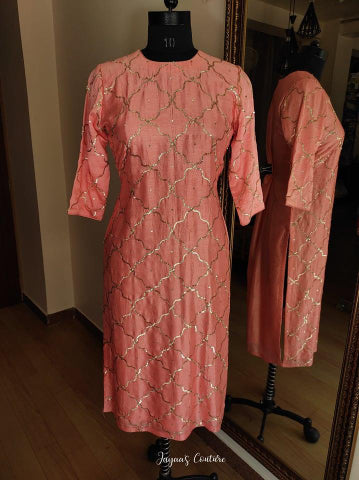 Peach kurta pants and dupatta