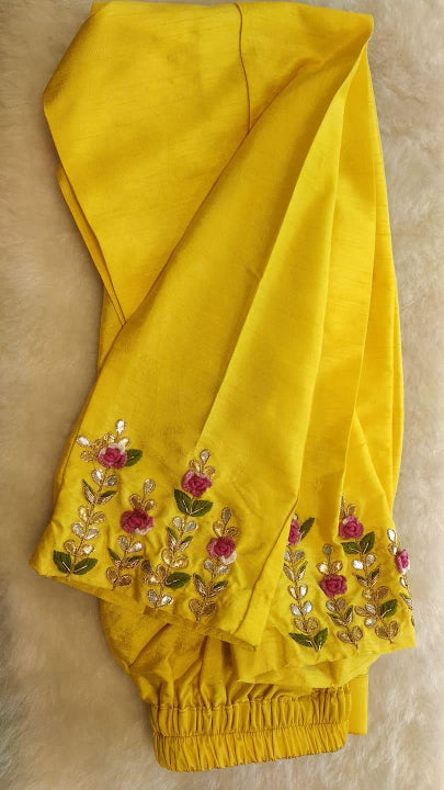 Gota thread work yellow kurta pants
