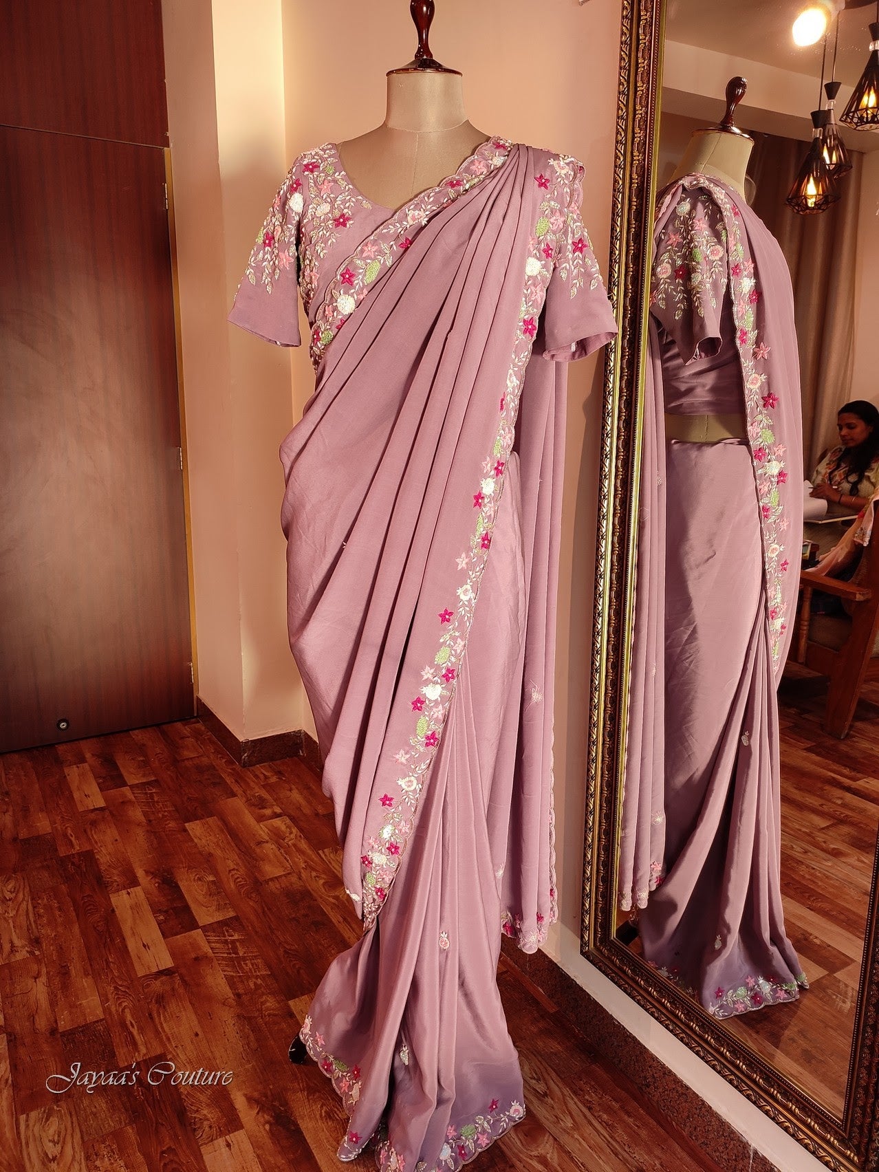 Mauve saree with blouse