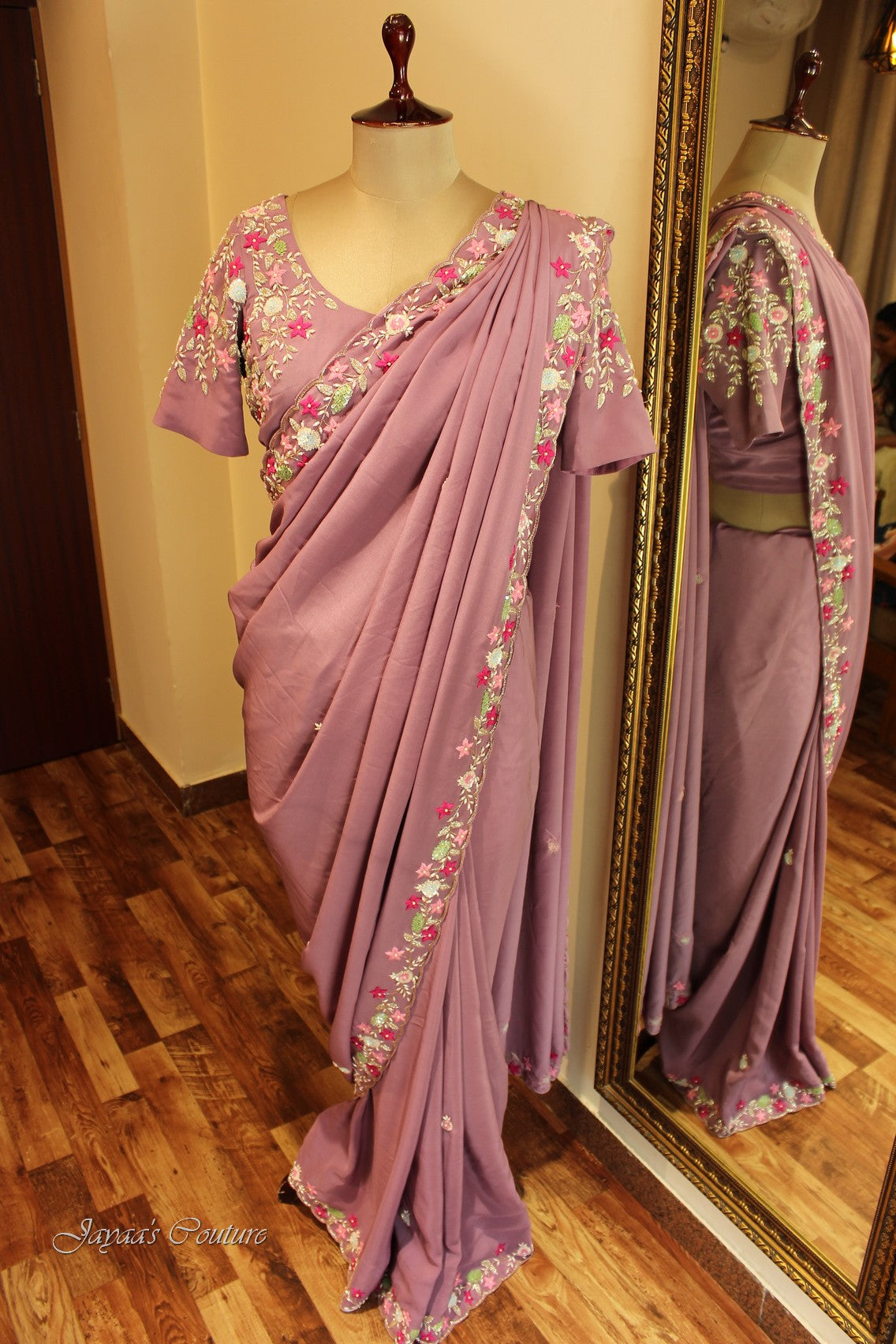 Mauve saree with blouse