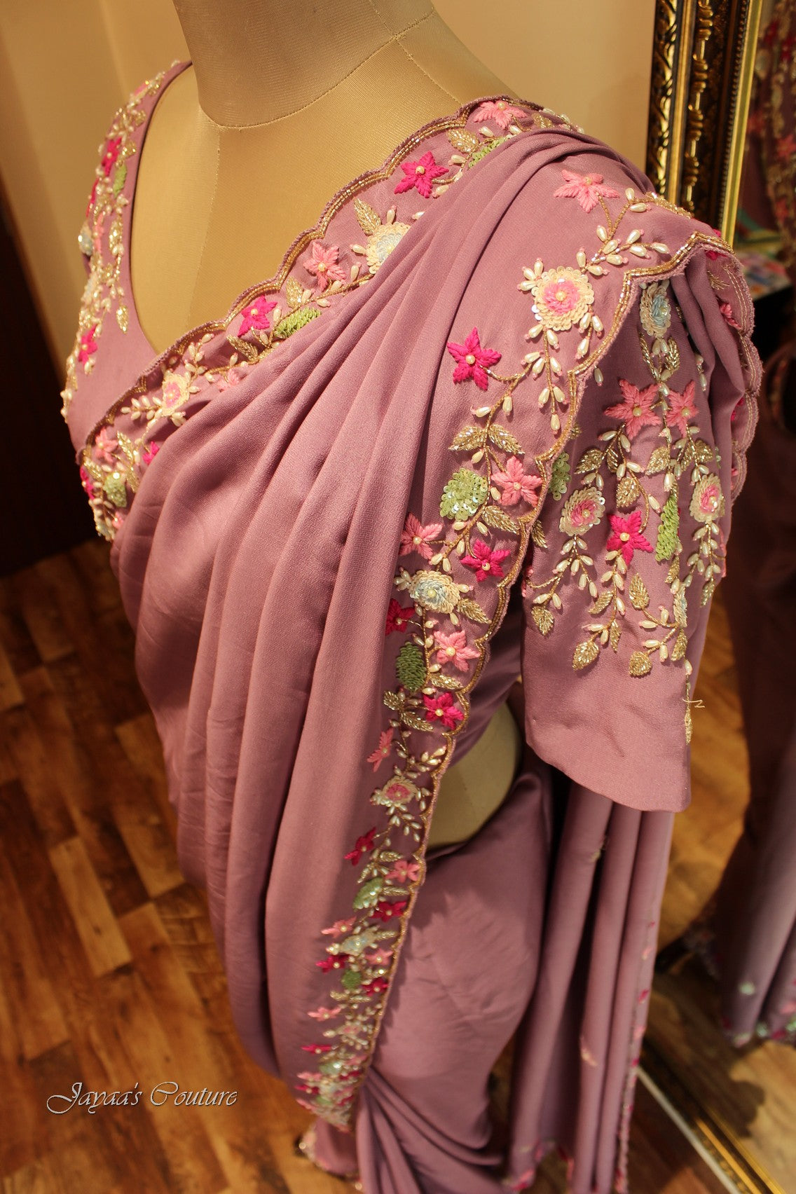 Mauve saree with blouse