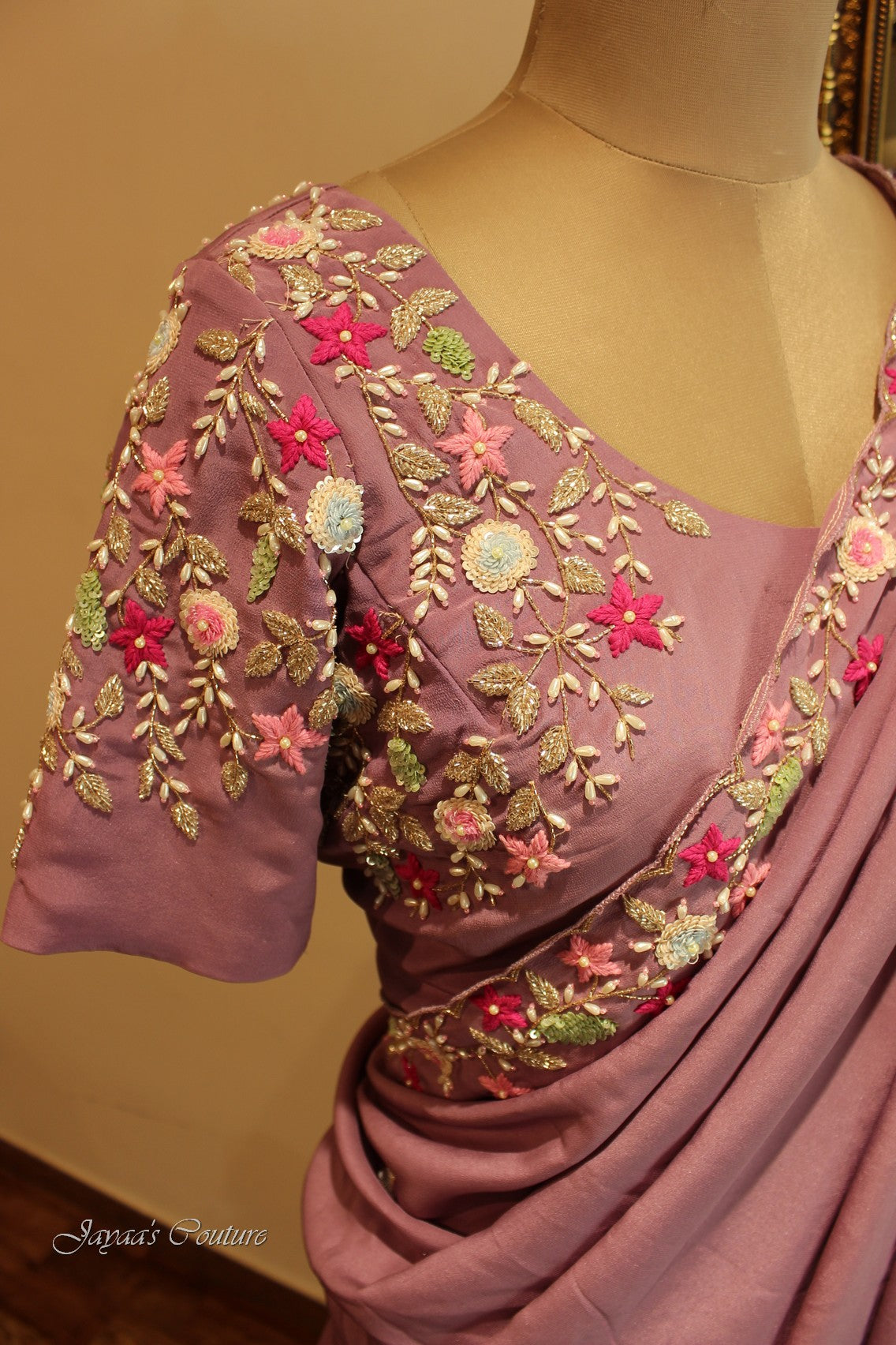 Mauve saree with blouse