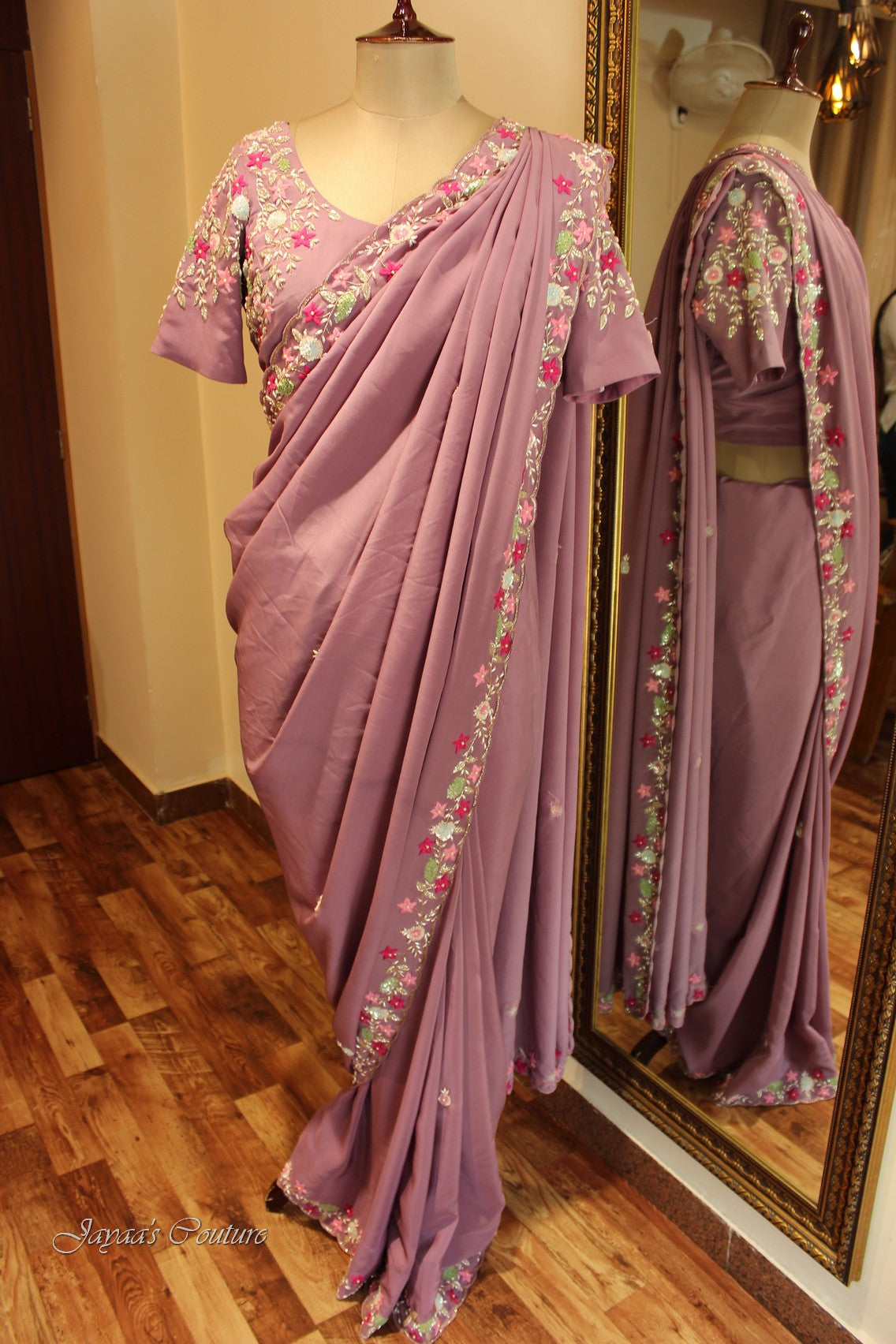 Mauve saree with blouse