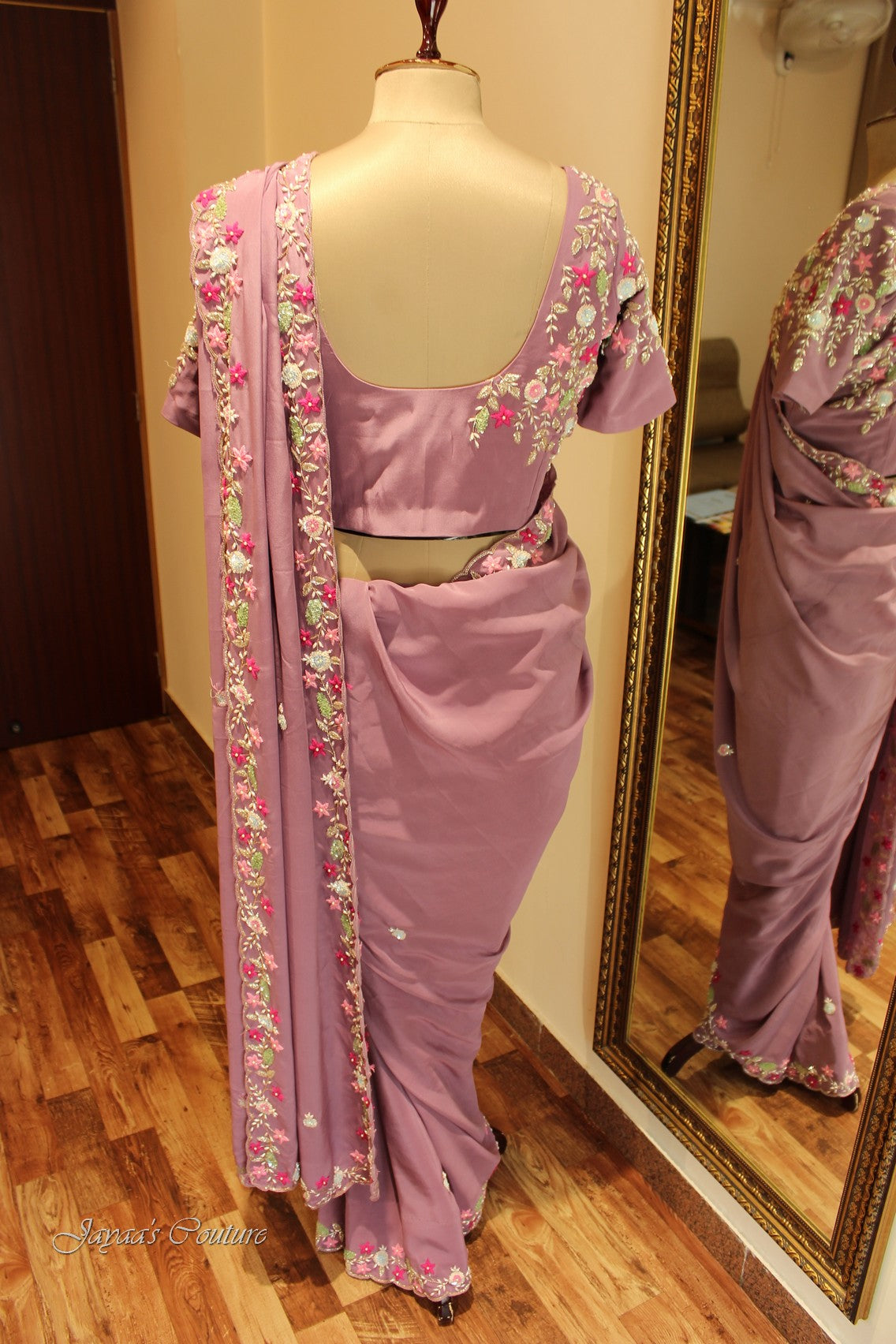 Mauve saree with blouse