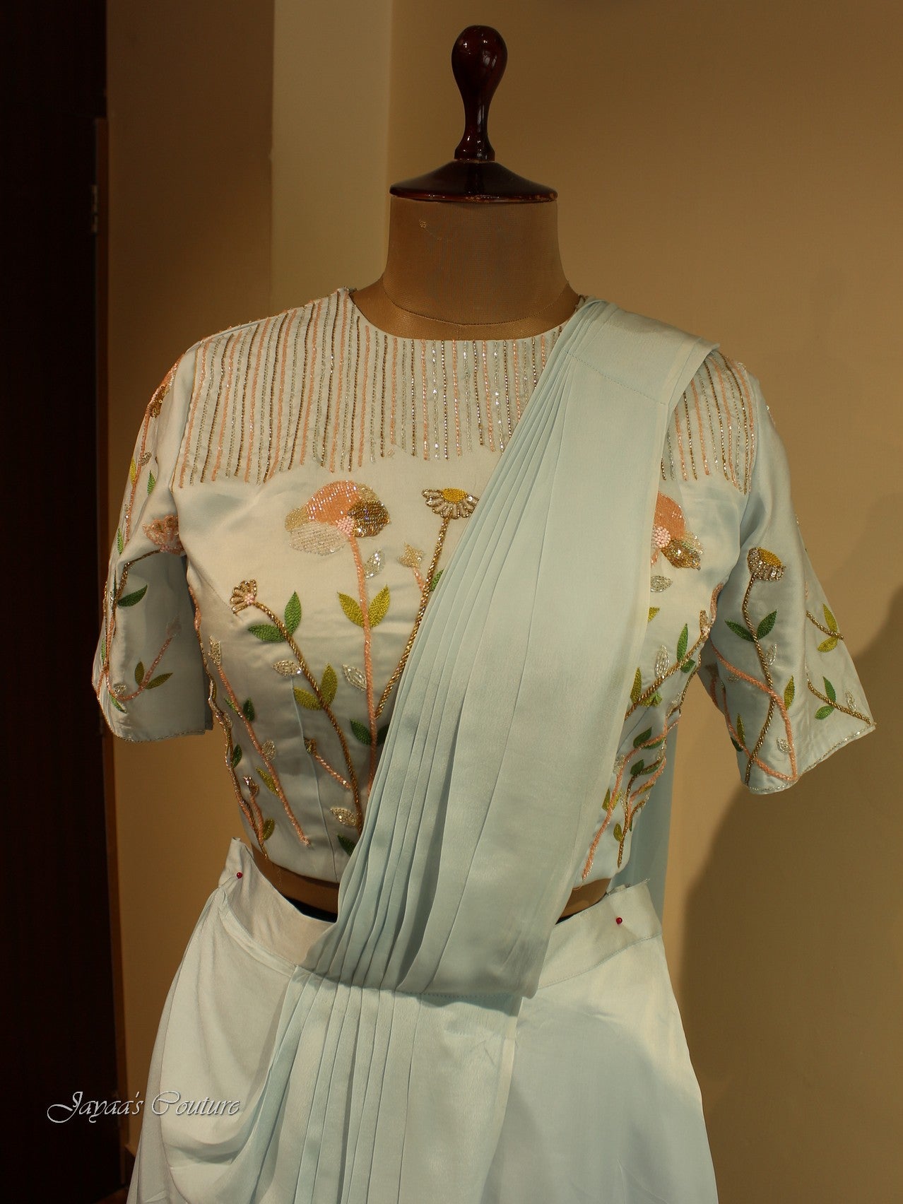 Power Blue Drape Saree