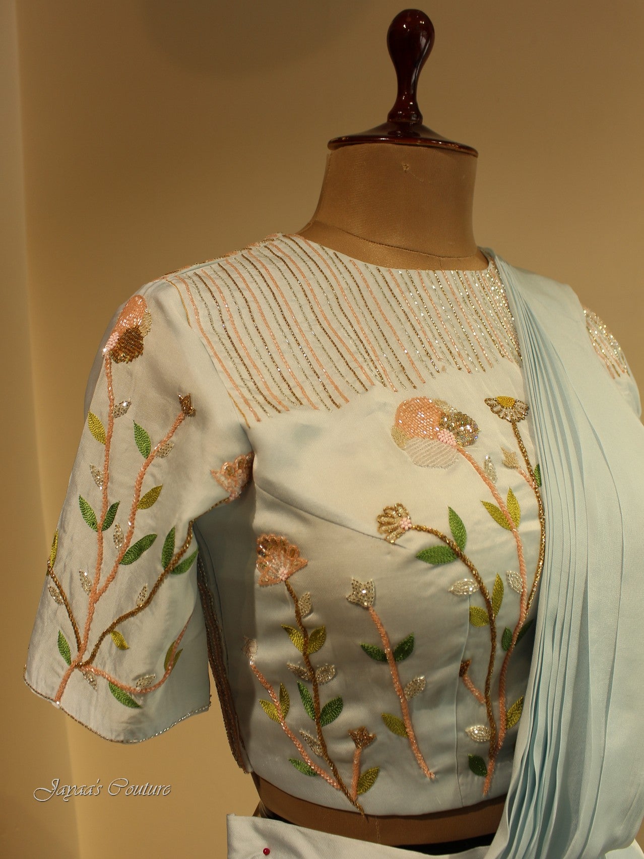 Power Blue Drape Saree