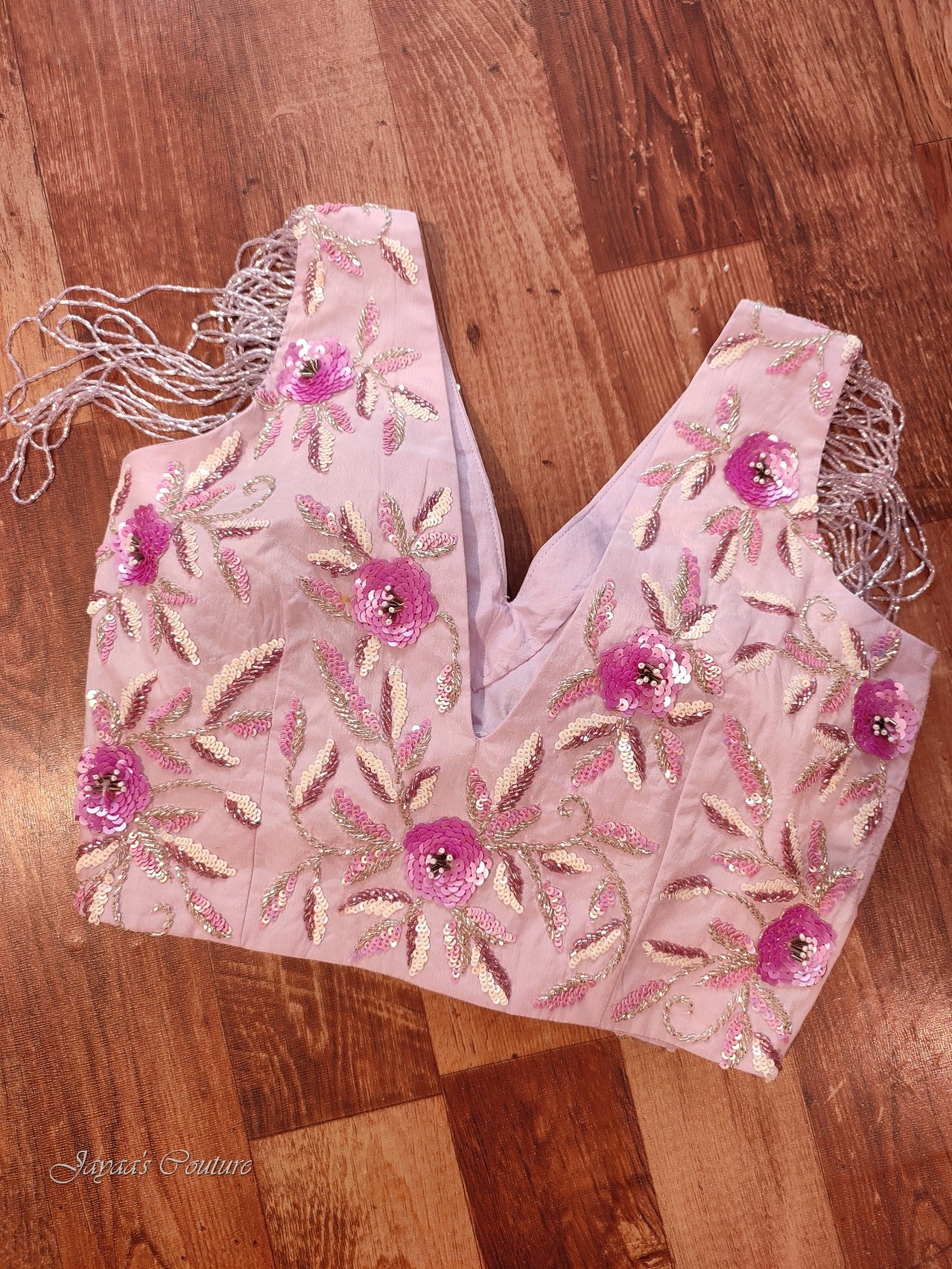 Pastel lavender heavy blouse with saree