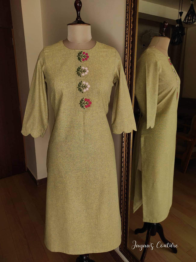 Dusty Green Embroidered Kurta Pants