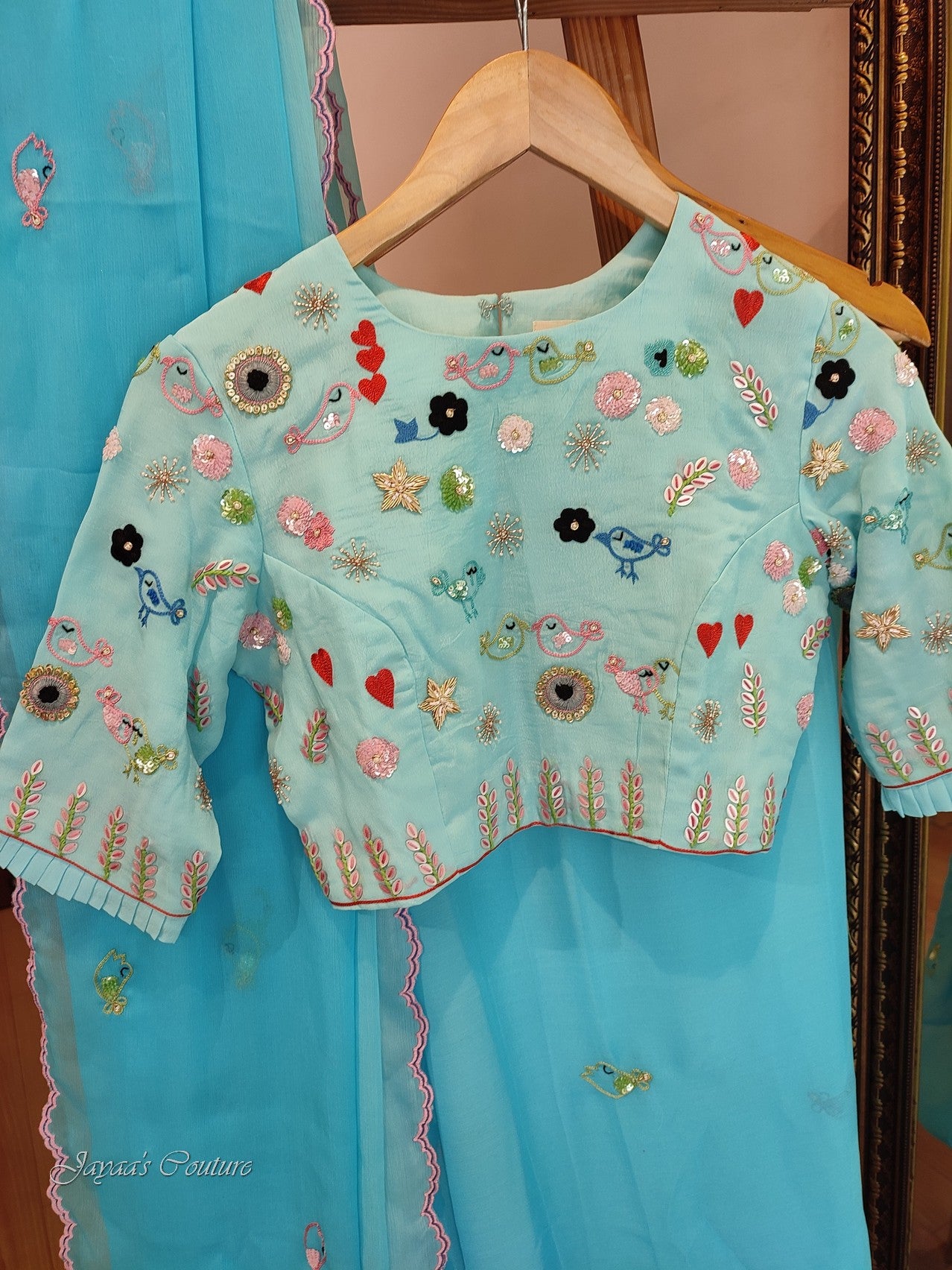 Sky blue shaded saree with blouse