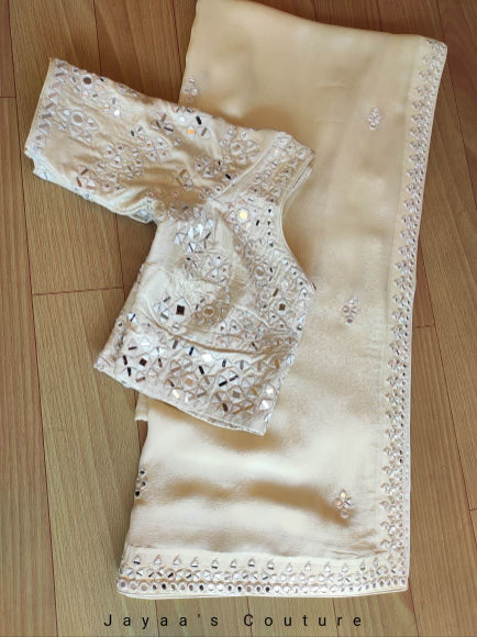 Offwhite saree and blouse