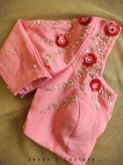 Peach ombre saree with sequins work blouse