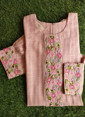 Pink Embroidered Kurta Pants