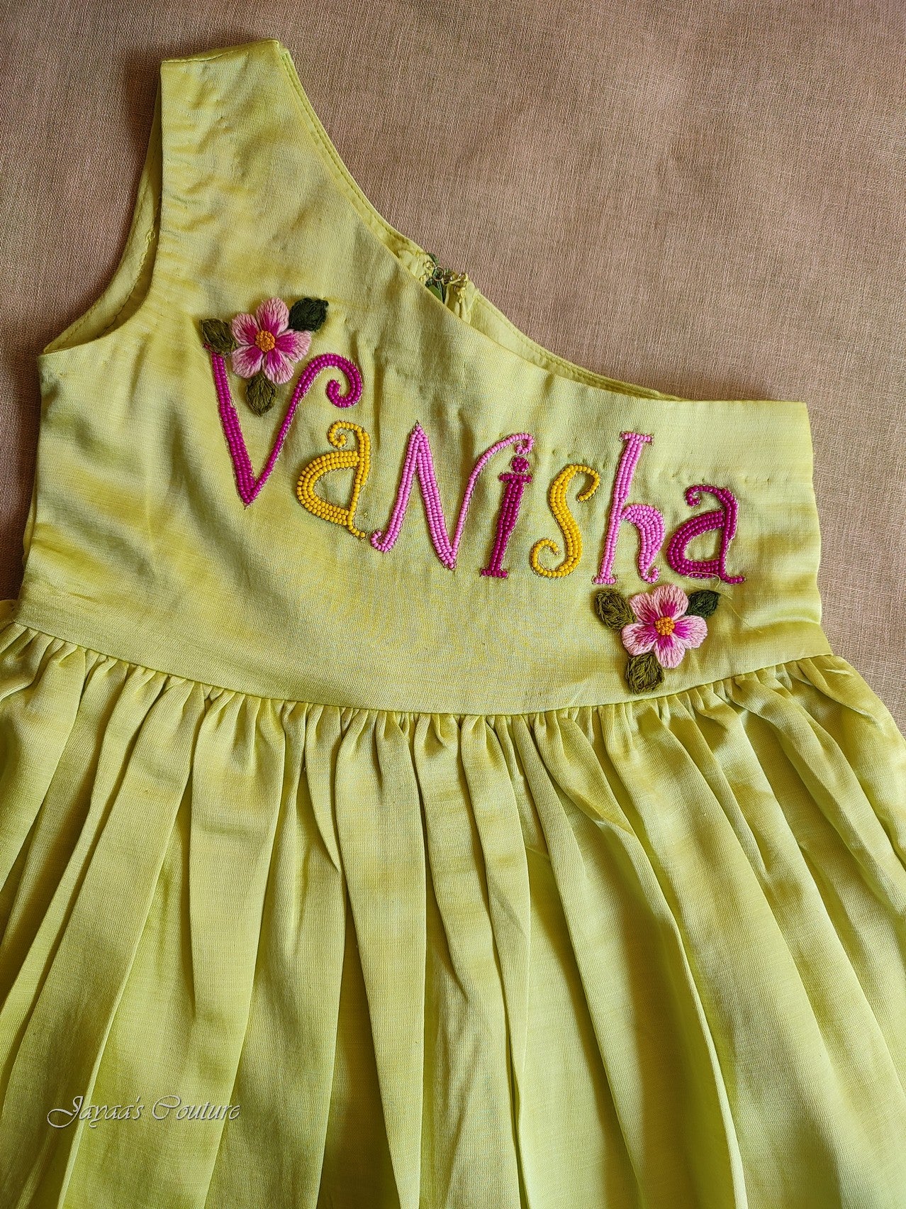 Green custom name dress