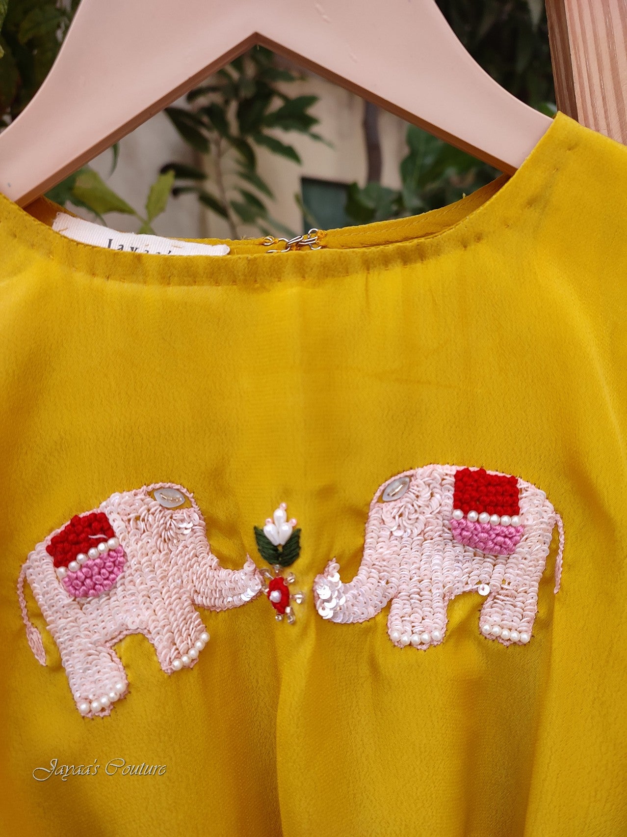 Mustard yellow kaftan with pant and belt for kids