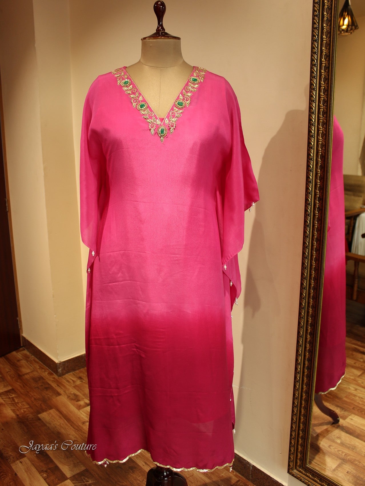 Pink Wine shaded kaftan with pants
