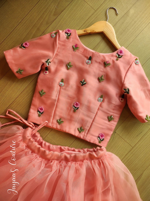 Peach Organza top with skirt