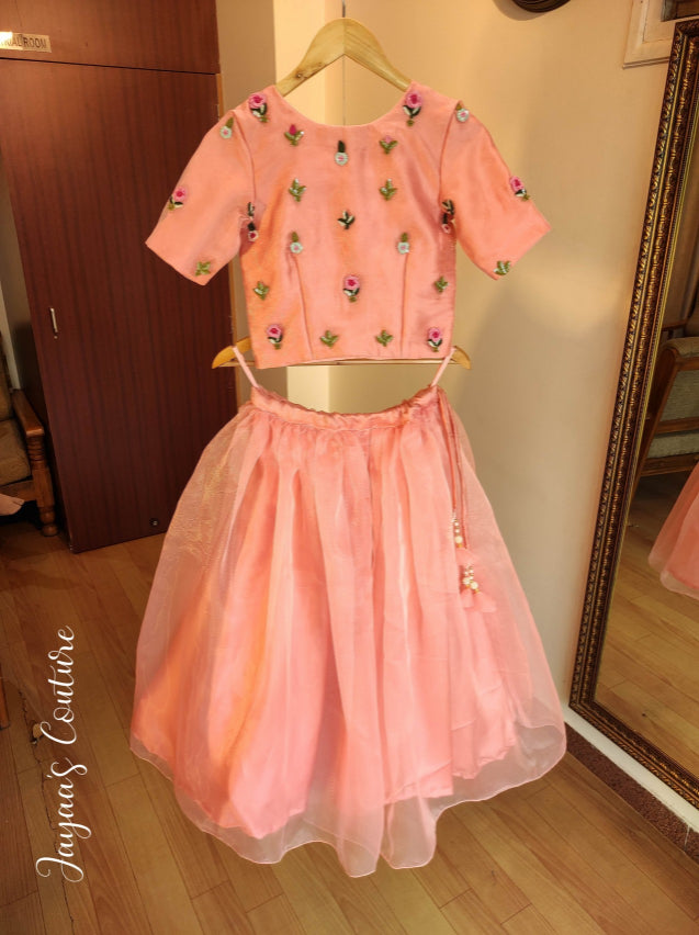 Peach Organza top with skirt