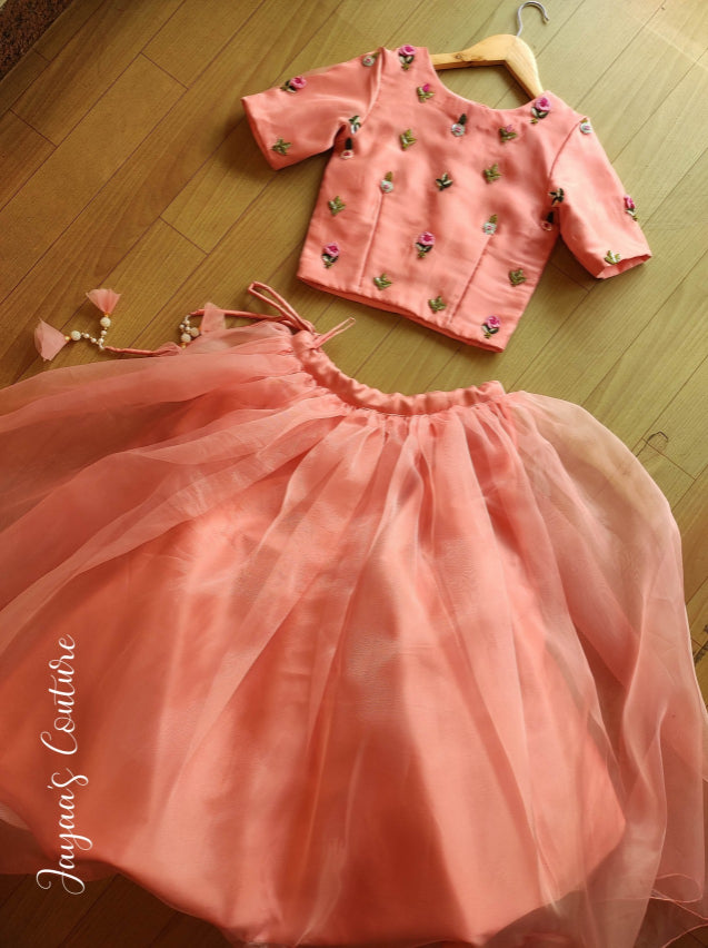 Peach Organza top with skirt