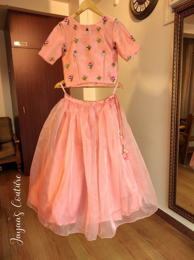 Peach Organza top with skirt