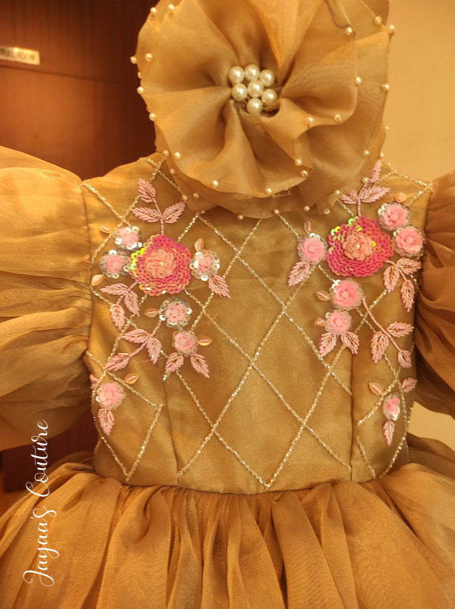 Beige organza gown
