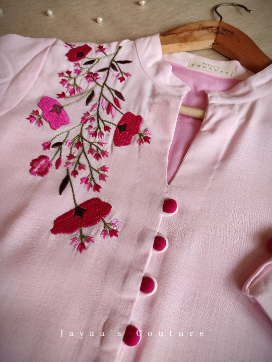 Pink embroidered kurta pants