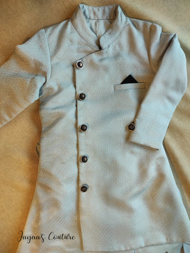 Steel grey dhoti with kurta style jacket