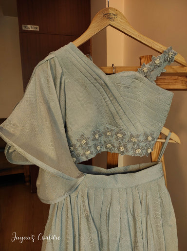 Steel grey crop top with skirt